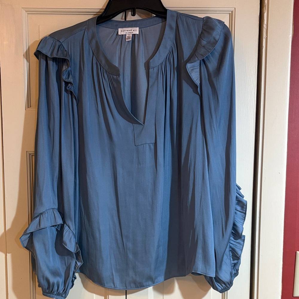 Current Air Blue Ruffle Blouse, S